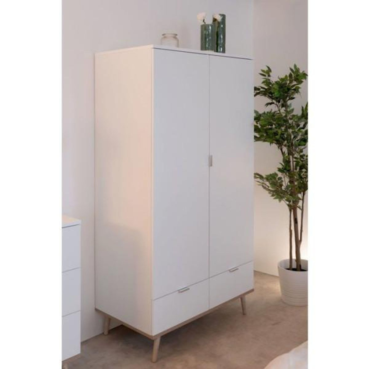MARKET24 Armoire de chambre - GÖTEBORG 61 - Chene sonoma / Blanc - 2 portes battantes - 90 x 55 x 180 cm