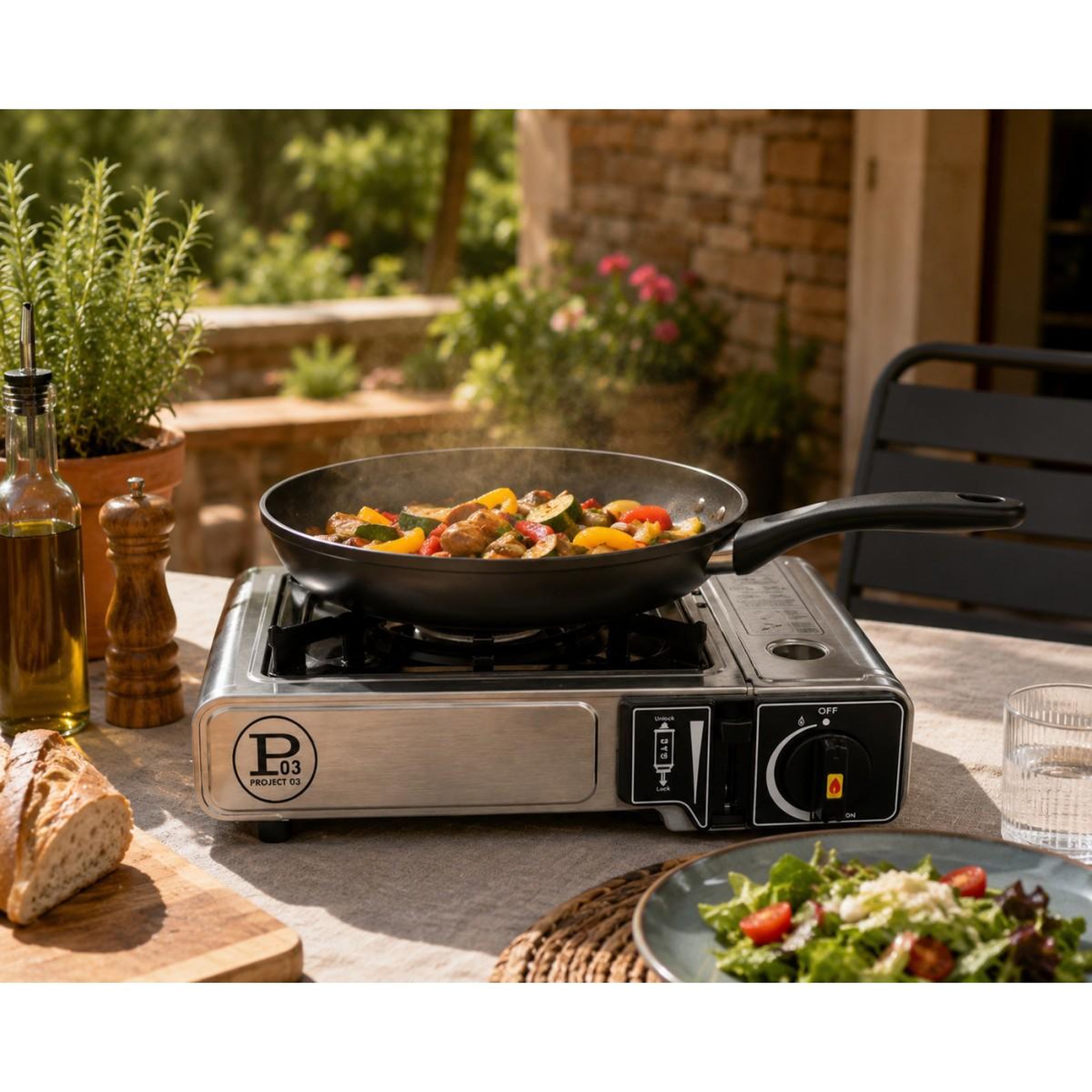 Voir la diapositive 4 : INTEC Réchaud à gaz portable 1feu 2200w + 4 cartouches gaz butane idéal réchaud camping, van cuisine extérieure intec