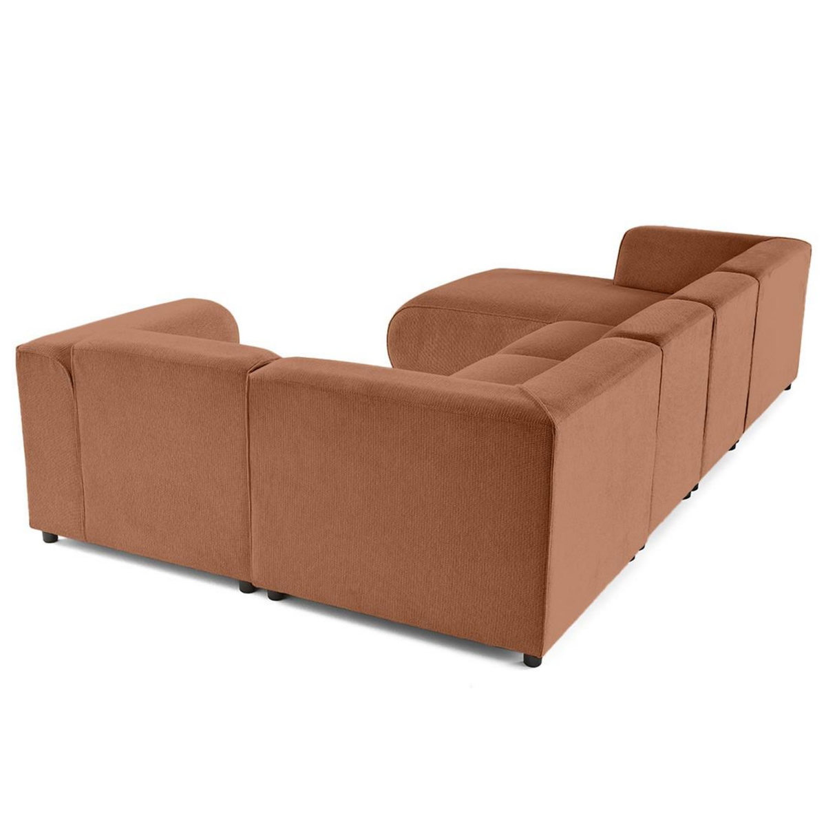 LISA DESIGN Suaro - canapé modulable panoramique d'angle droit 7 places en tissu texturé