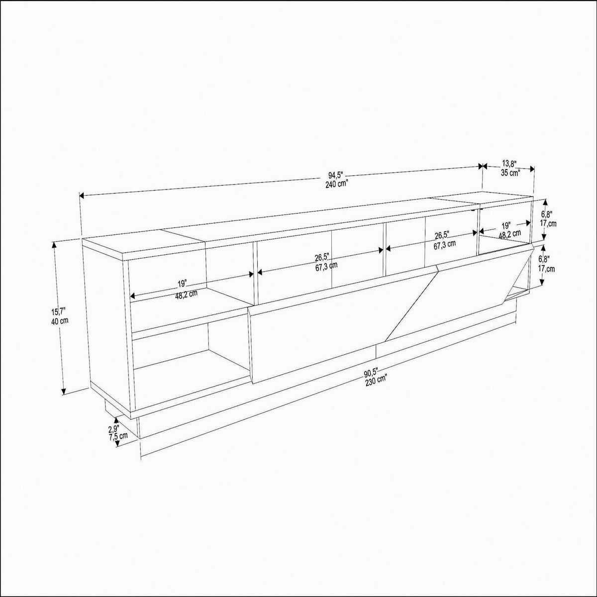 Habitat et Jardin Meuble TV en bois  Rhodes  - 240 x 37 x 47 cm - Beige
