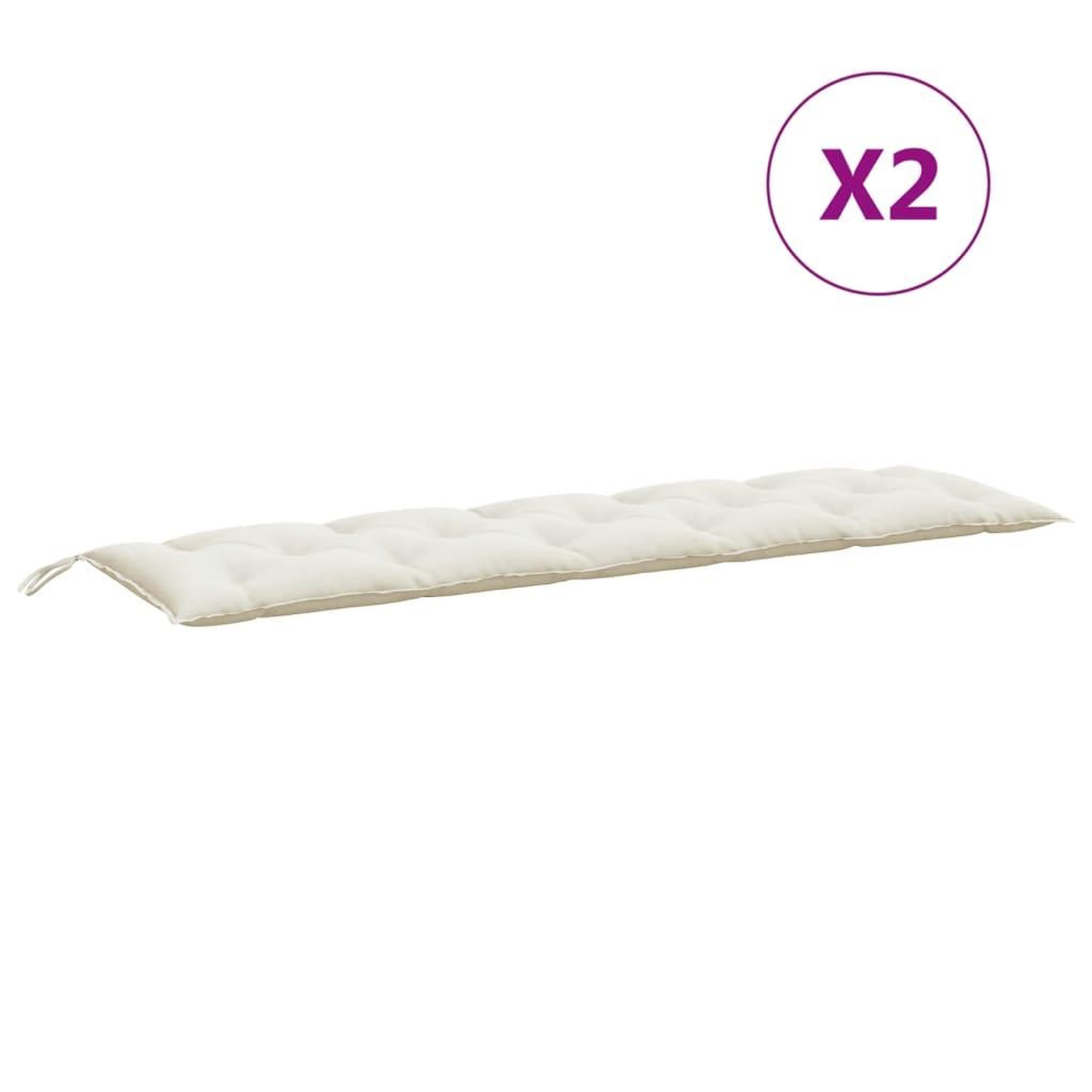 Voir la diapositive 4 : VIDAXL Coussins de banc de jardin lot de 2 creme melange tissu