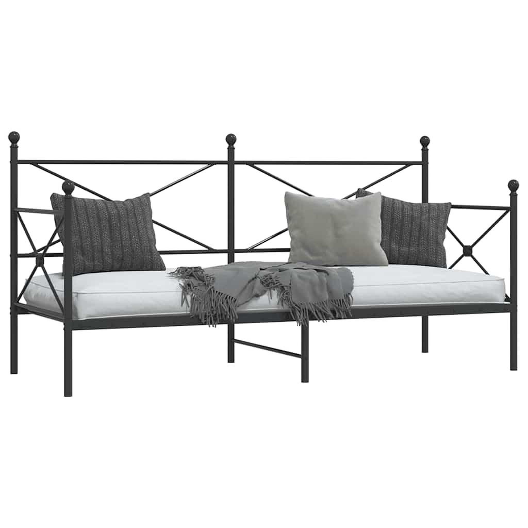 Voir la diapositive 4 : VIDAXL Lit de repos sans matelas noir 90x200 cm acier