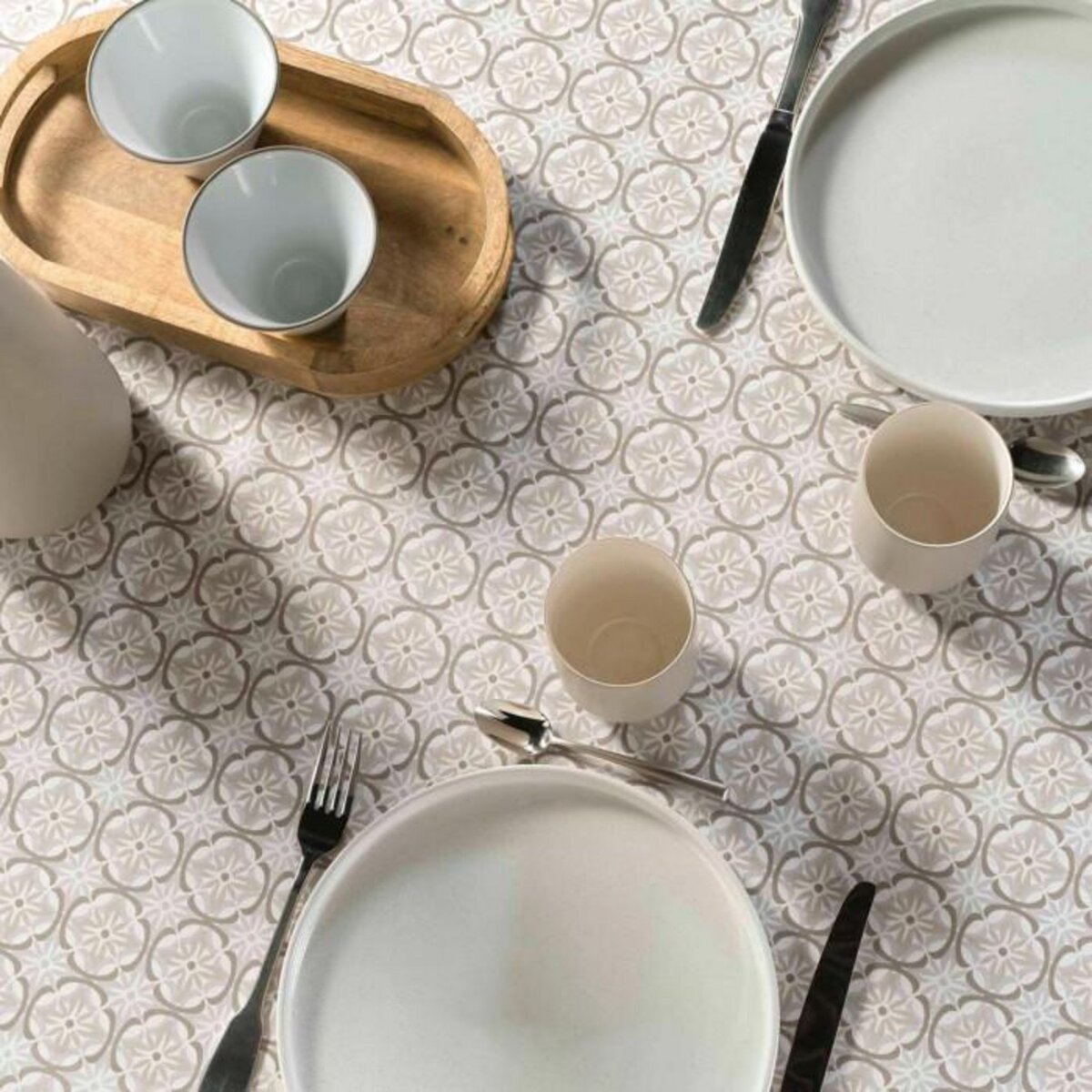 Paris Prix Nappe Antitache Imprimé  Costaria  145x240cm Naturel