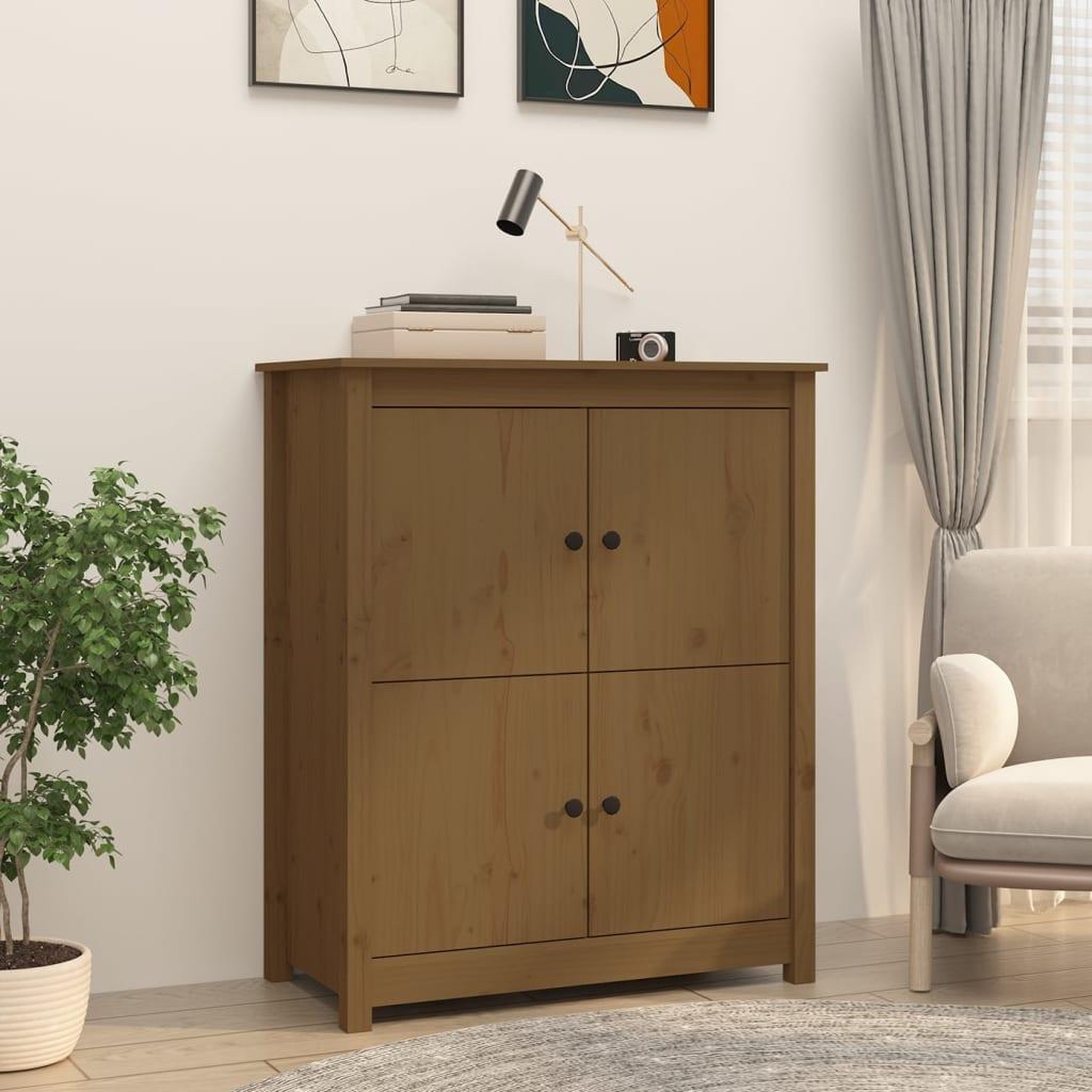 Voir la diapositive 1 : VIDAXL Buffet Marron miel 83x41,5x100 cm Bois massif de pin