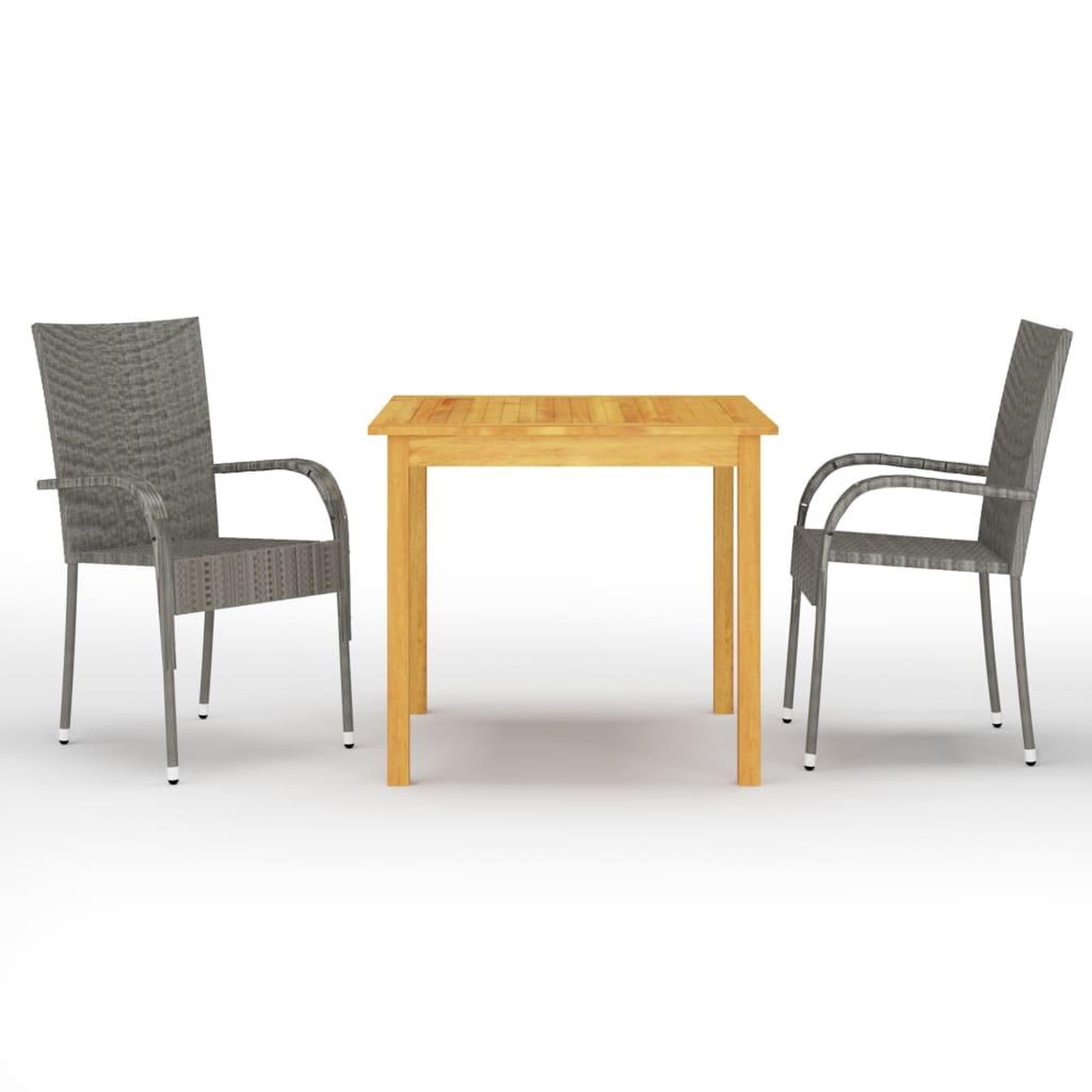 Voir la diapositive 1 : VIDAXL Ensemble a manger de jardin 3 pcs Gris