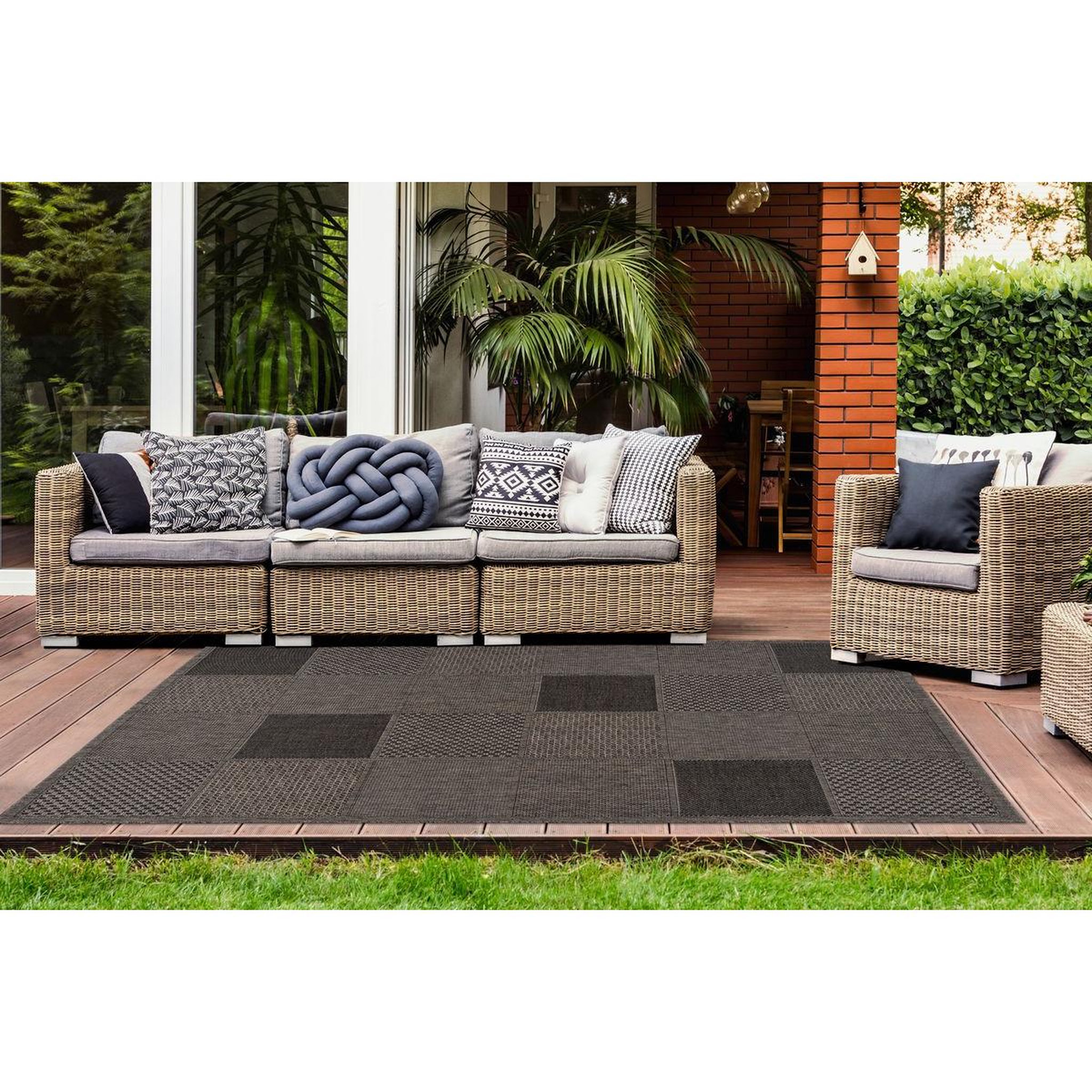Voir la diapositive 2 : Paris Prix Tapis effet damier à poils courts  sulawesi  taupe