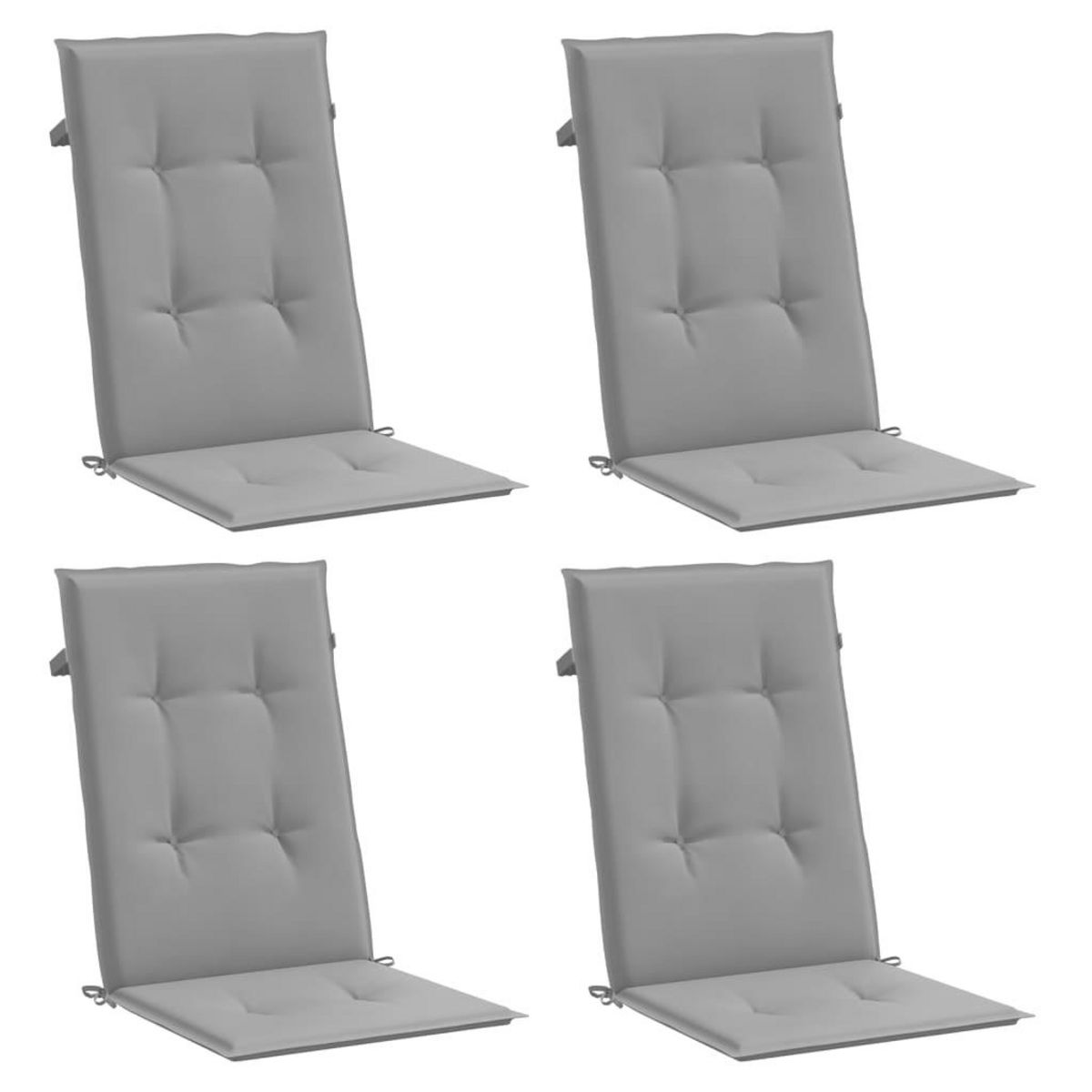 VIDAXL Coussins de chaise de jardin a dossier haut lot de 4 gris tissu