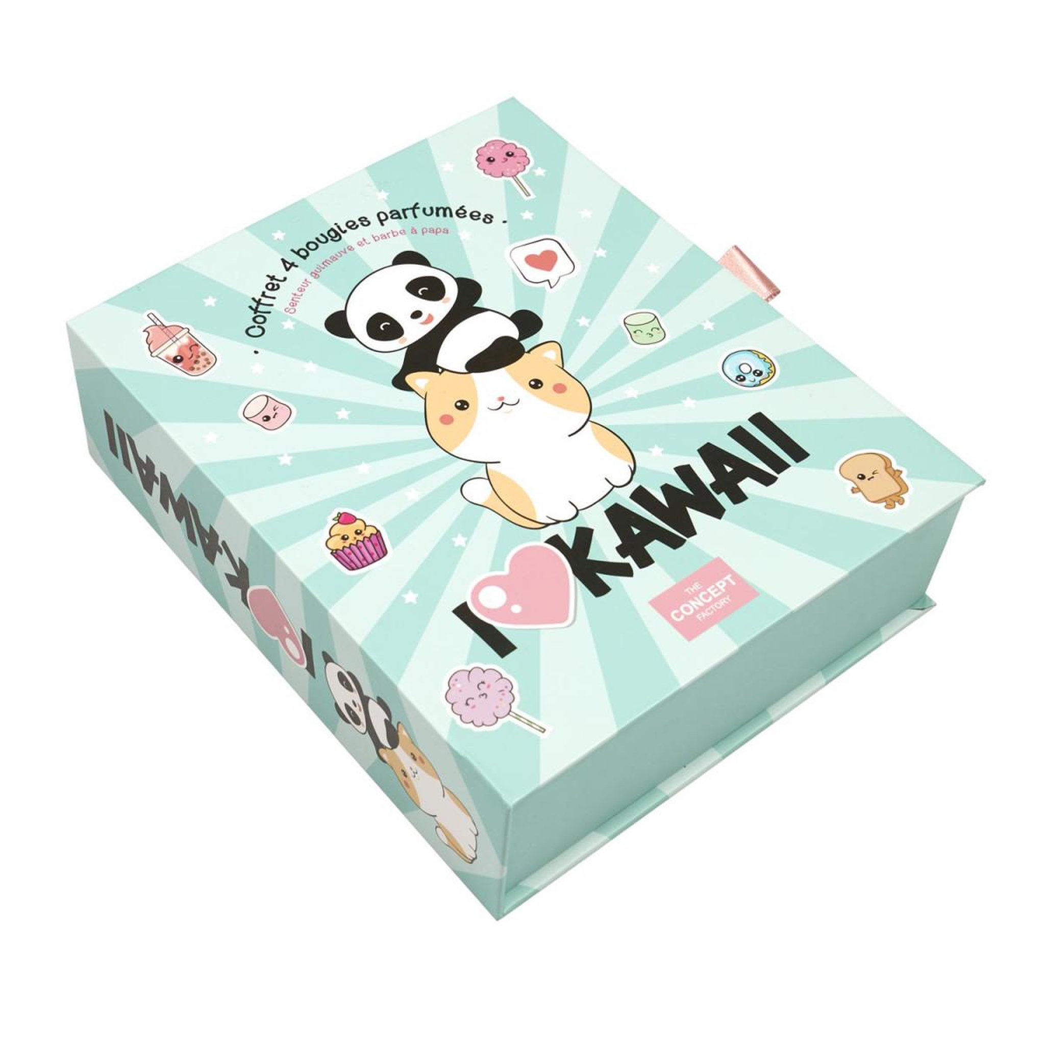 Voir la diapositive 2 : The concept Factory Coffret 4 bougies parfumées  kawaii  19cm guimauve