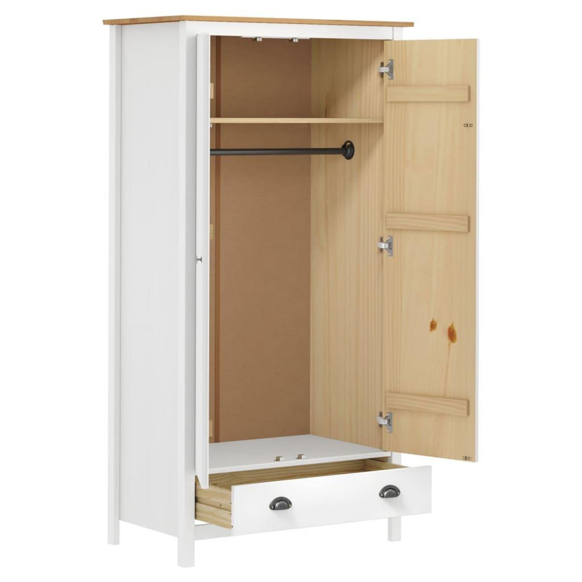 VIDAXL Garde-robe a 2 portes Hill Blanc 89x50x170cm Bois de pin solide