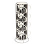 Voir la diapositive 1 : SECRET DE GOURMET Lot de 4 Mugs sur Rack  Twisted Lime  23cl Noir & Blanc