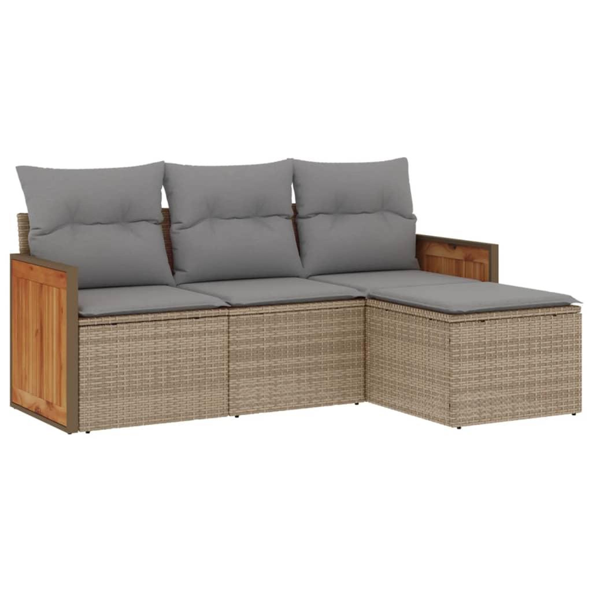 Voir la diapositive 2 : VIDAXL Salon de jardin avec coussins 4 pcs beige resine tressee