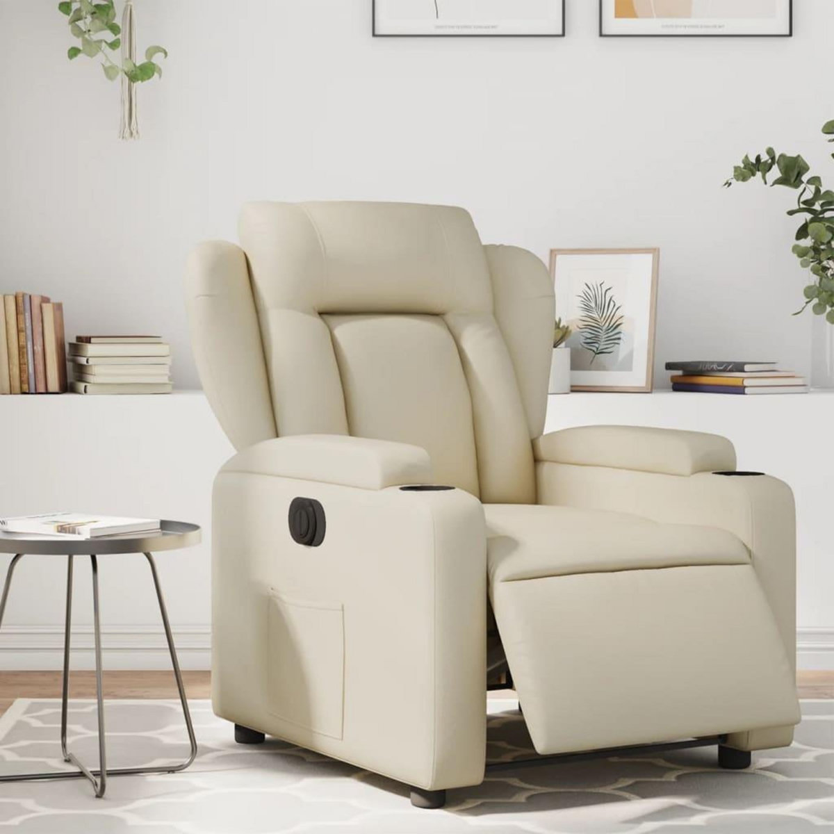 VIDAXL Fauteuil inclinable electrique Creme Similicuir