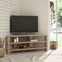 Voir la diapositive 2 : TOILINUX Meuble TV d'angle design scandinave Thales - L. 114 x H. 45 cm - Marron