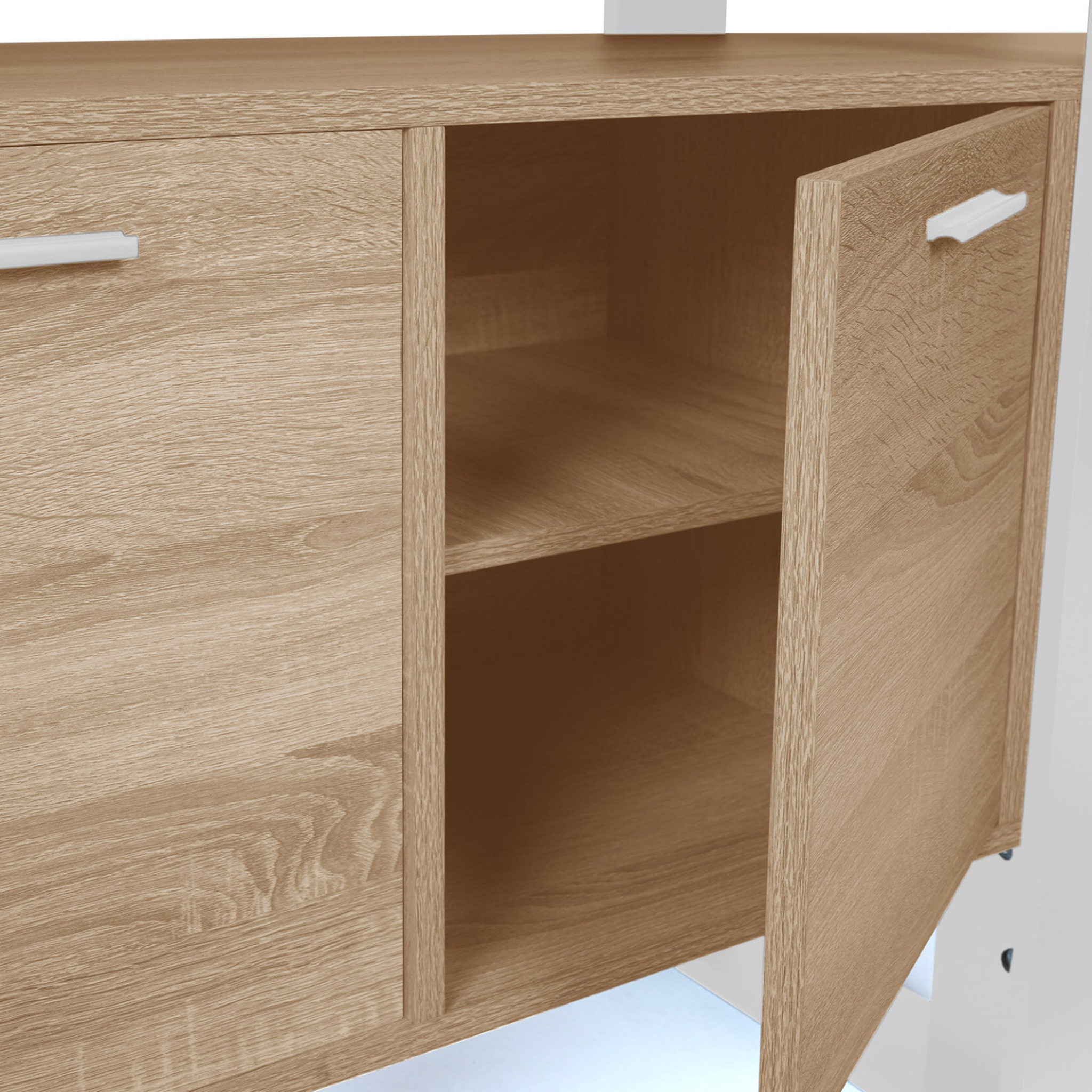 Voir la diapositive 6 : ID MARKET Buffet 160 cm phoenix xxl 4 portes bois et blanc