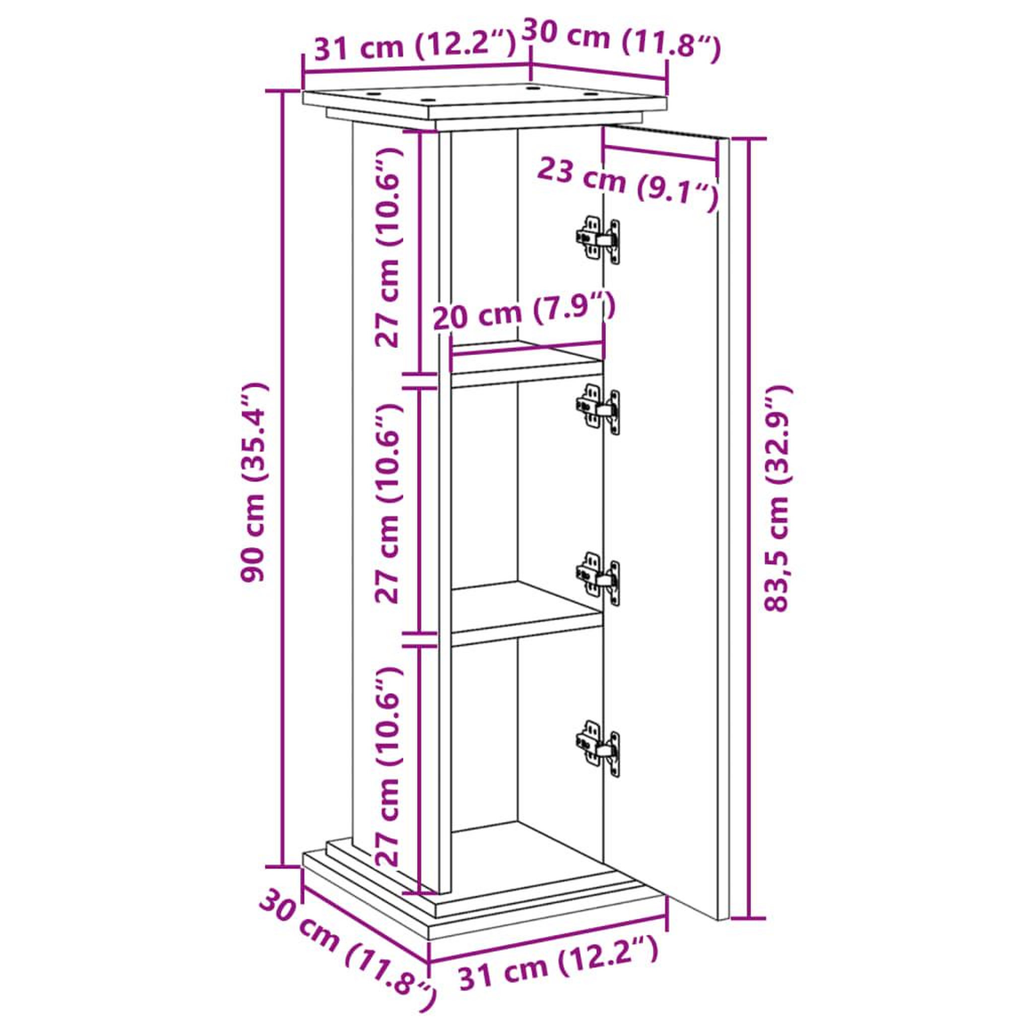 Voir la diapositive 6 : VIDAXL Piedestal avec rangement gris beton 31x30x90 cm bois ingenierie