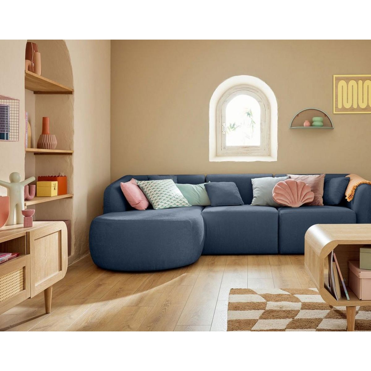 LISA DESIGN Ikare - canapé modulable d'angle gauche - 4 places - en tissu