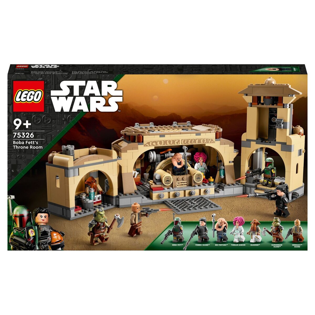 LEGO Star Wars 75326 - La Salle du Trône de Boba Fett, Jouet à Construire Pour les Enfants de 9 Ans et Plus, Avec le Palais de Jabba et 7 Minifigures
