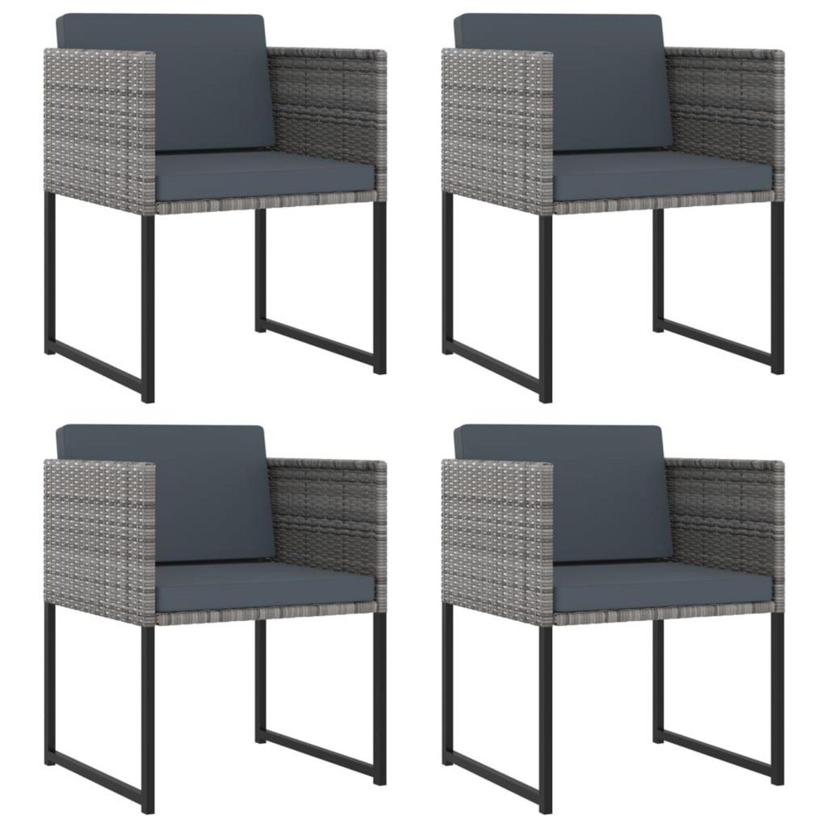 VIDAXL Ensemble a manger de jardin coussins 9pcs Resine tressee Gris