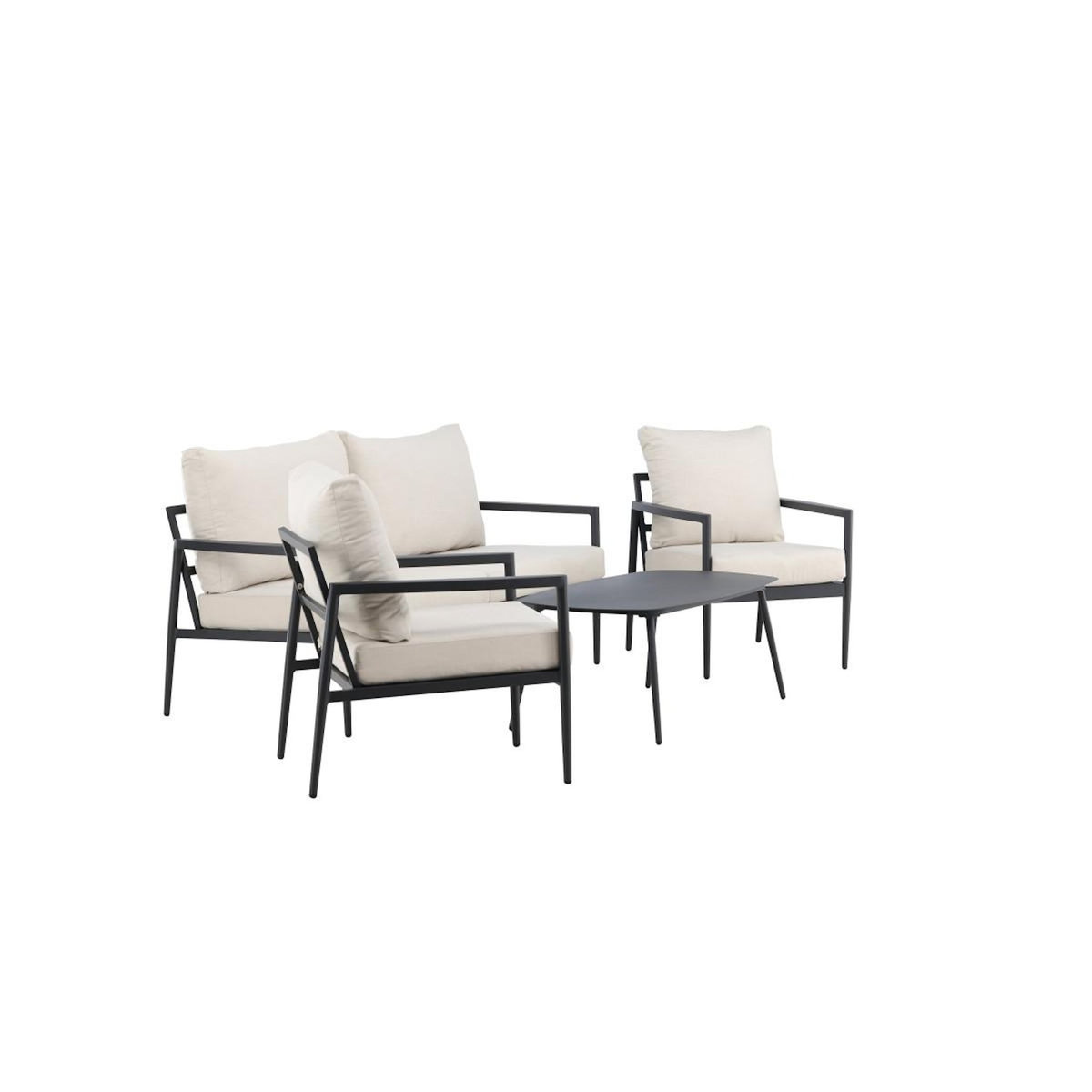 Paris Prix Salon de Jardin 4 Places  Taromina  176cm Noir
