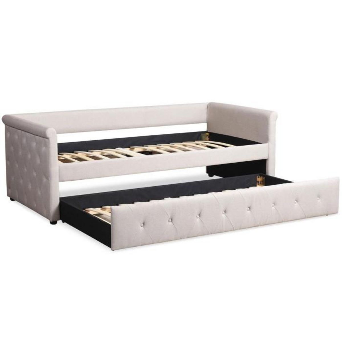 Paris Prix Lit Gigogne Capitonné  Antille  90x190cm Beige