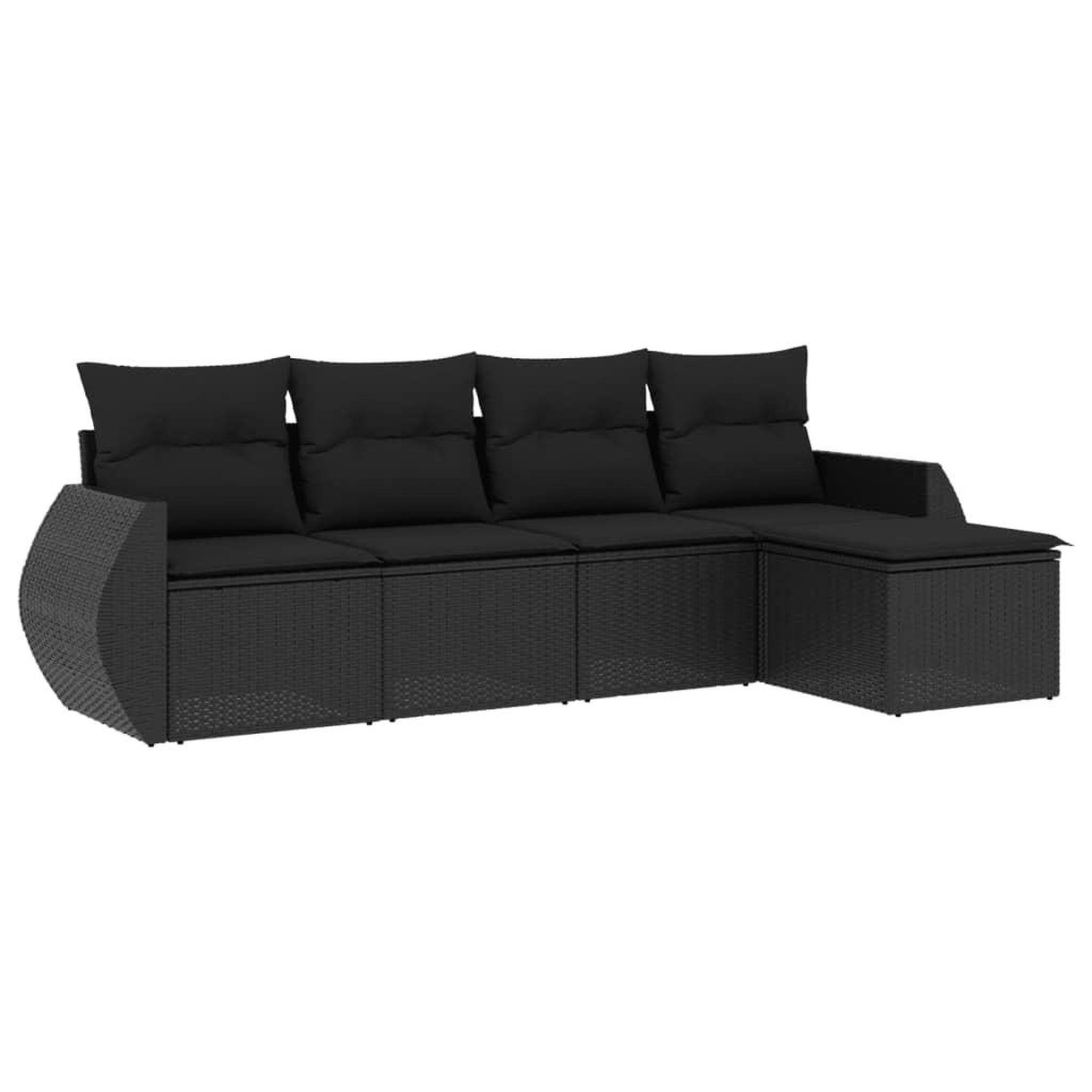 Voir la diapositive 2 : VIDAXL Salon de jardin 5 pcs avec coussins noir resine tressee