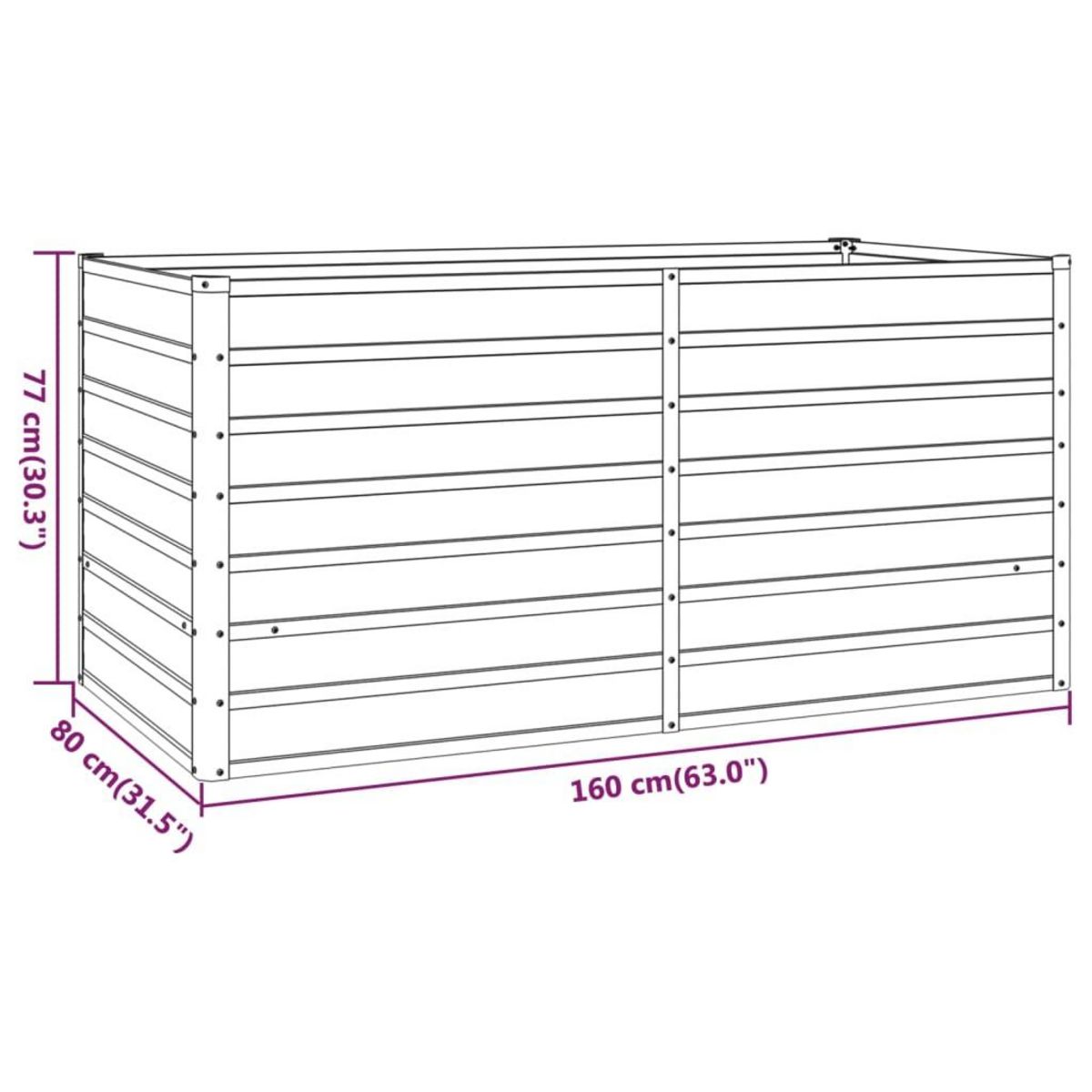 VIDAXL Lit sureleve de jardin rouille 160x80x77 cm acier corten