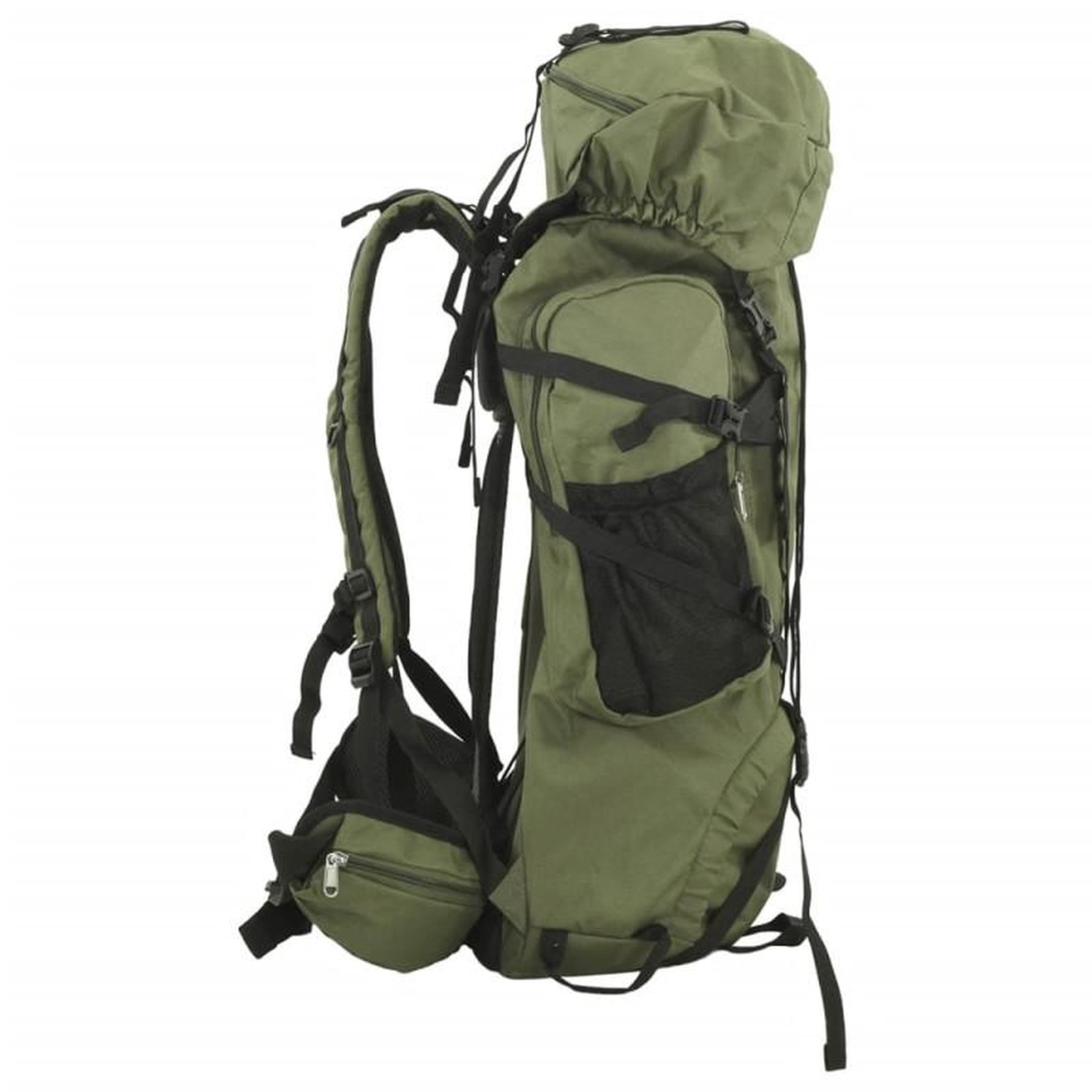 Voir la diapositive 2 : VIDAXL Sac à dos de randonnée vert armée 80 L tissu oxford