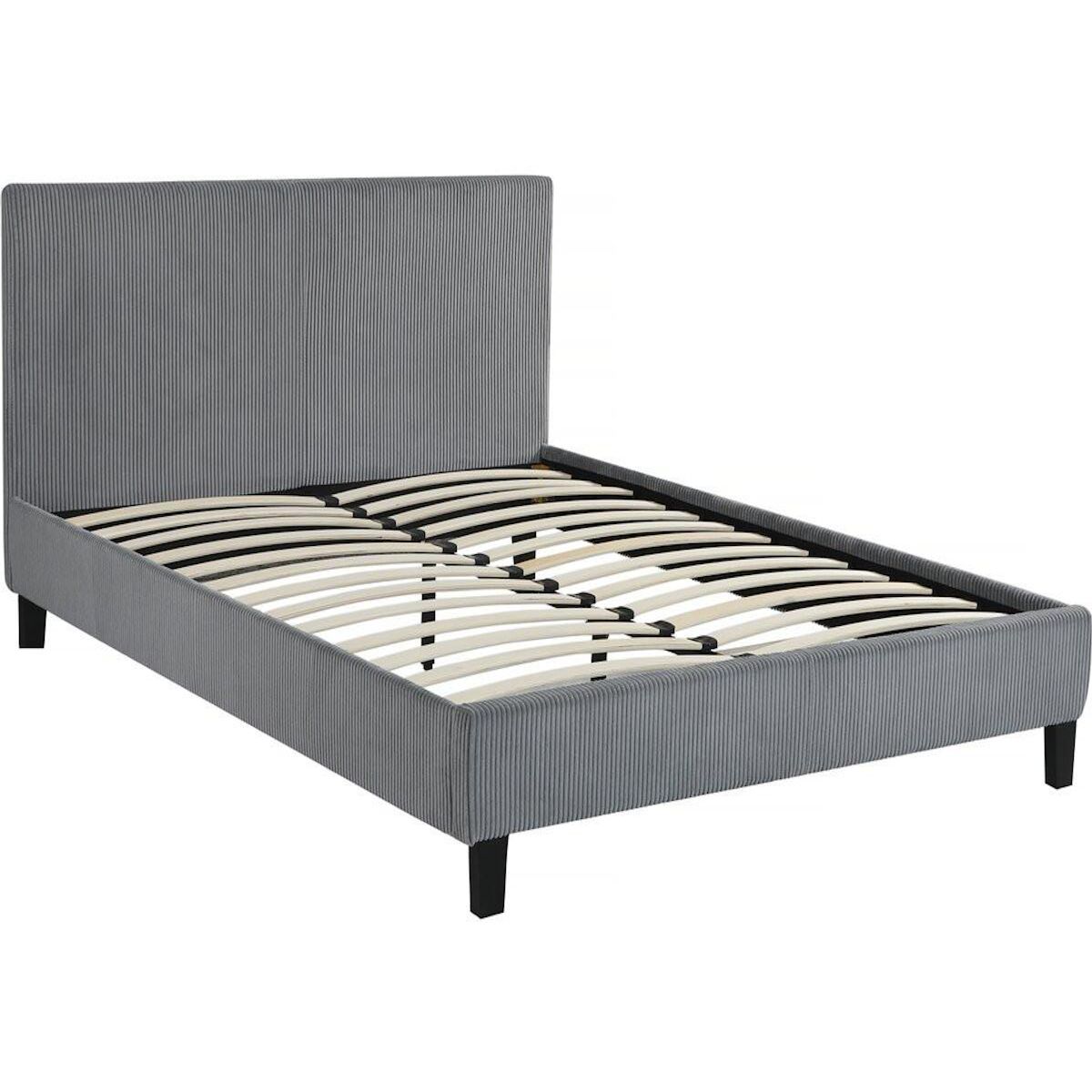 Habitat et Jardin Lit en Velours Cotelé  Ambre  - 140 x 190 - Gris