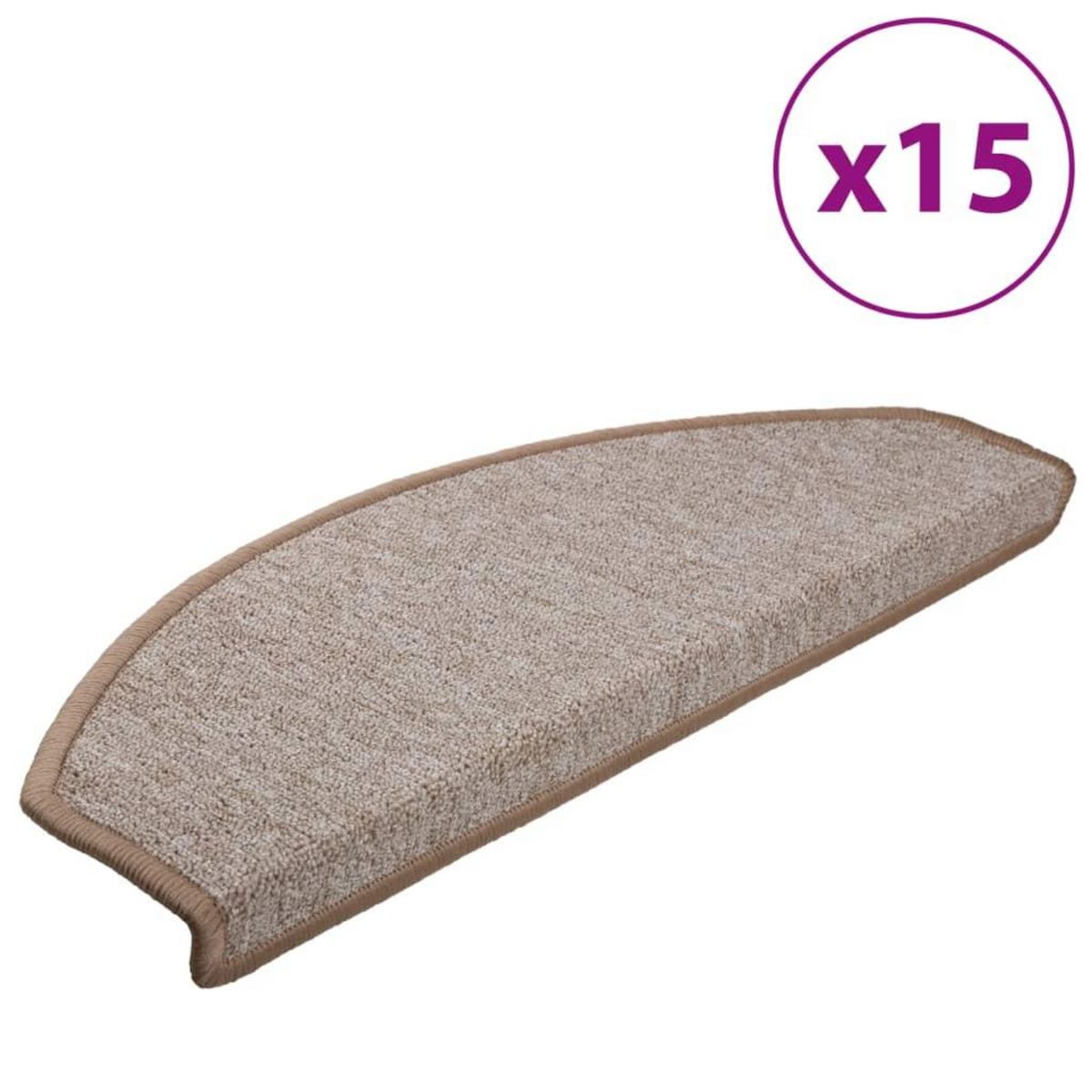 VIDAXL Tapis d'escalier 15 pcs Marron clair 65 x 24 x 4 cm