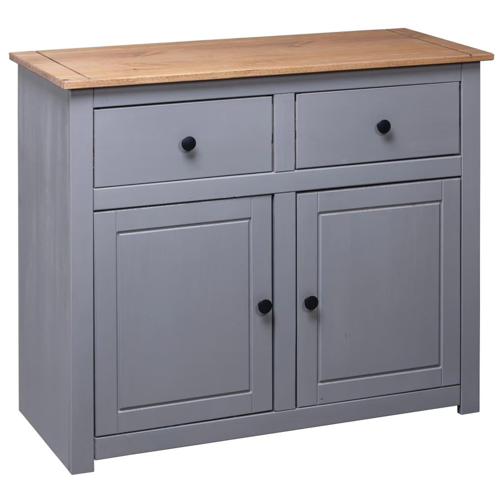 Voir la diapositive 4 : VIDAXL Buffet Gris 93x40x80 cm Pin solide Assortiment Panama