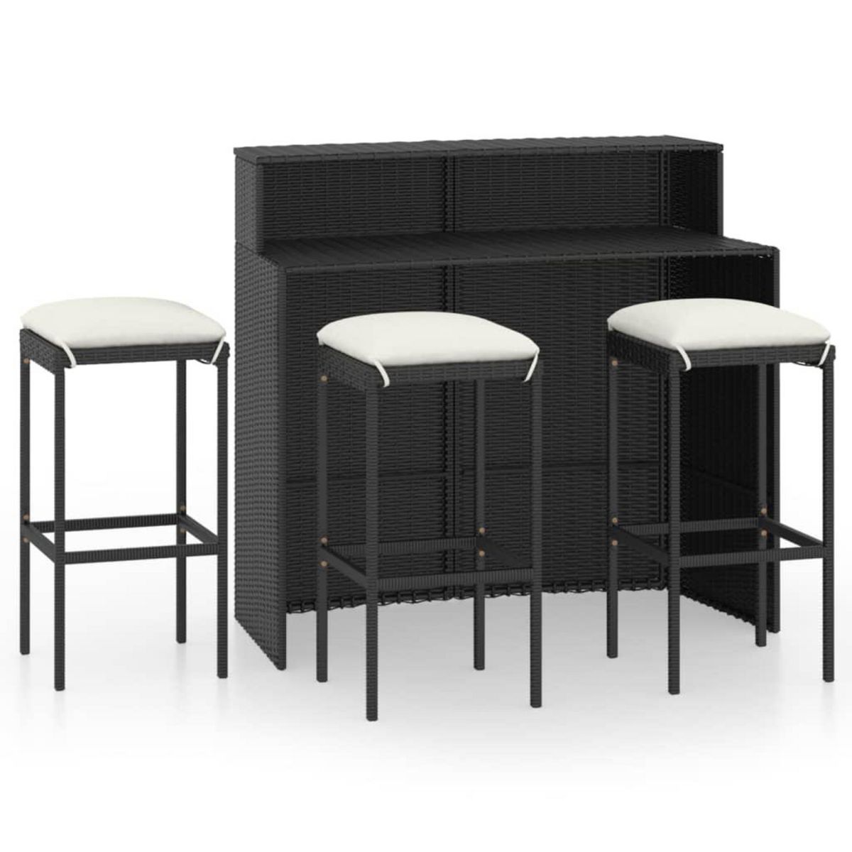 VIDAXL Ensemble de bar de jardin avec coussins 4 pcs Noir
