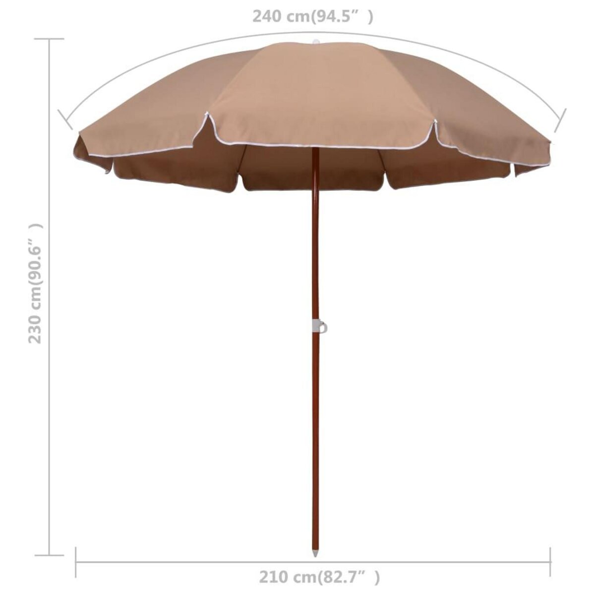 VIDAXL Parasol de jardin avec mat en acier 240 cm taupe