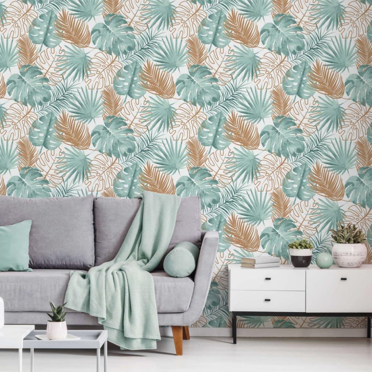DUTCH WALLCOVERINGS DUTCH WALLCOVERINGS Papier peint Feuilles de monstera Vert