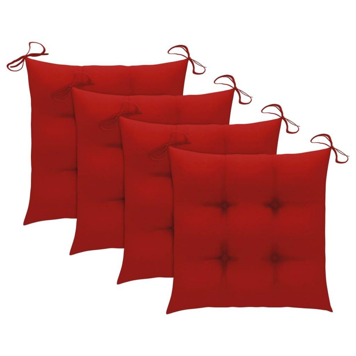 VIDAXL Chaises de jardin lot de 4 et coussins rouge bois teck solide