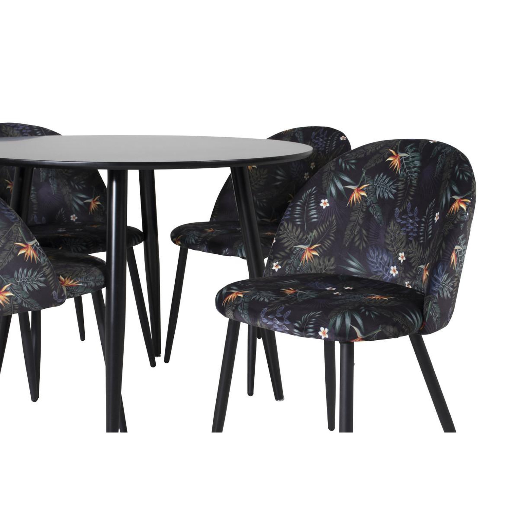 Voir la diapositive 2 : Paris Prix Ensemble table à manger & 4 chaises  plaza i & velvet  100cm noir & multicolore