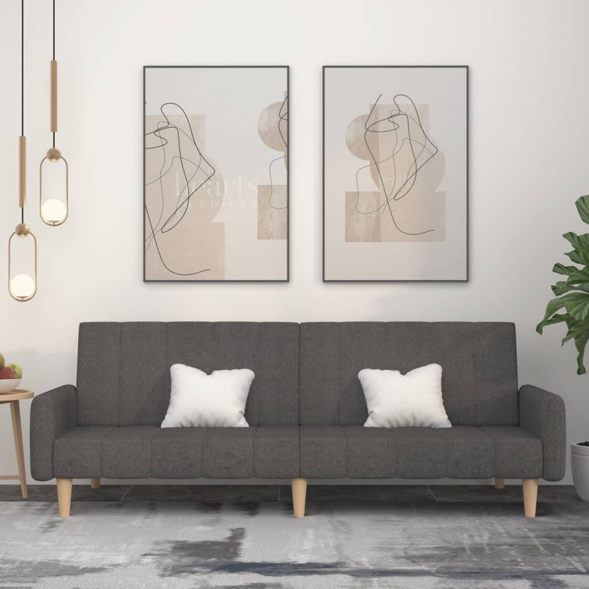 VIDAXL Canape-lit a 2 places gris fonce tissu