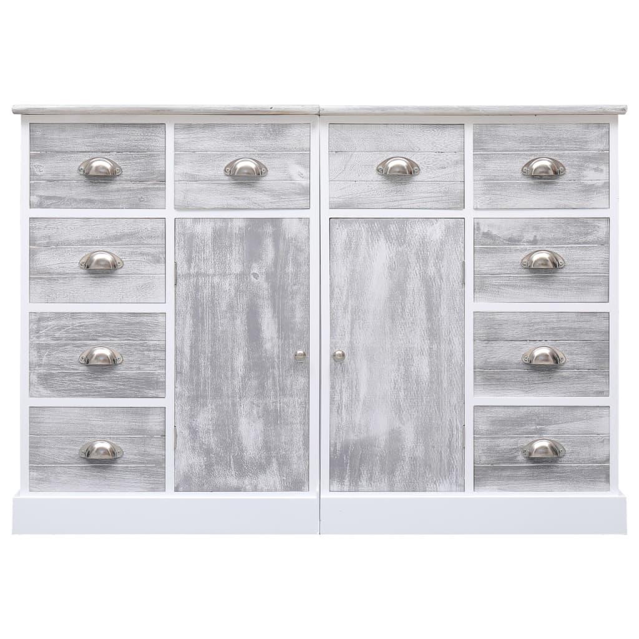 Voir la diapositive 2 : VIDAXL Buffet avec 10 tiroirs Gris 113x30x79 cm Bois