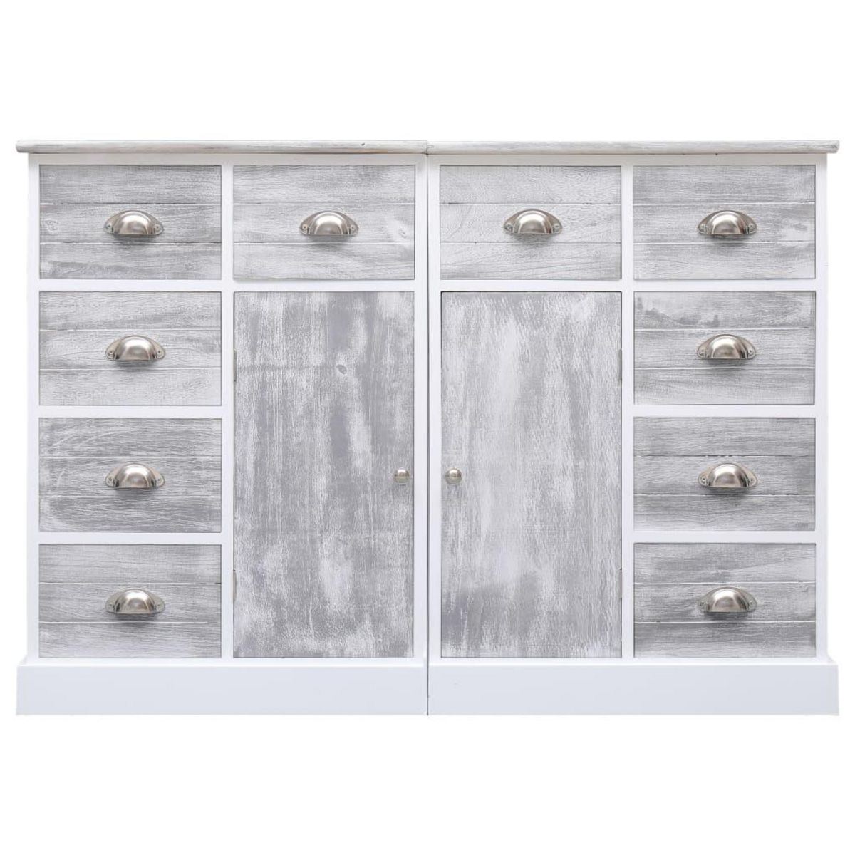 VIDAXL Buffet avec 10 tiroirs Gris 113x30x79 cm Bois