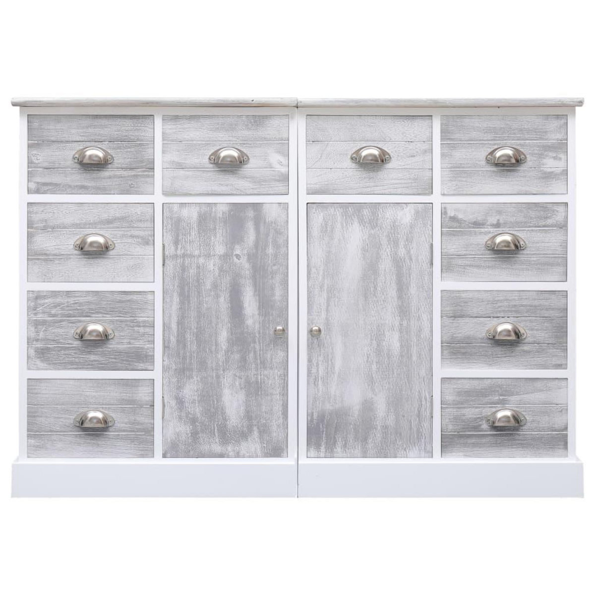 VIDAXL Buffet avec 10 tiroirs Gris 113x30x79 cm Bois