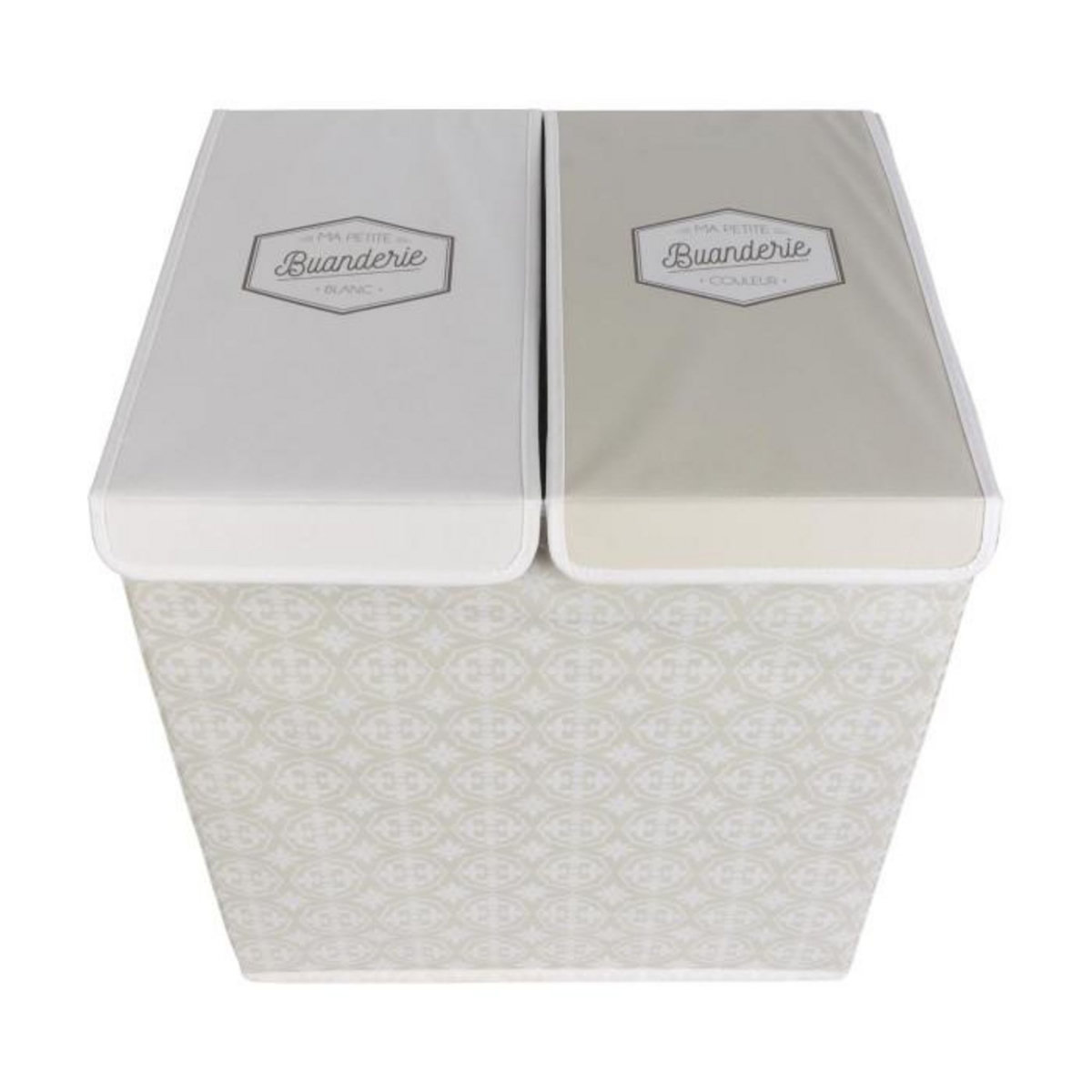 Paris Prix Panier à Linge Double  Ma Petite Buanderie  57cm Beige