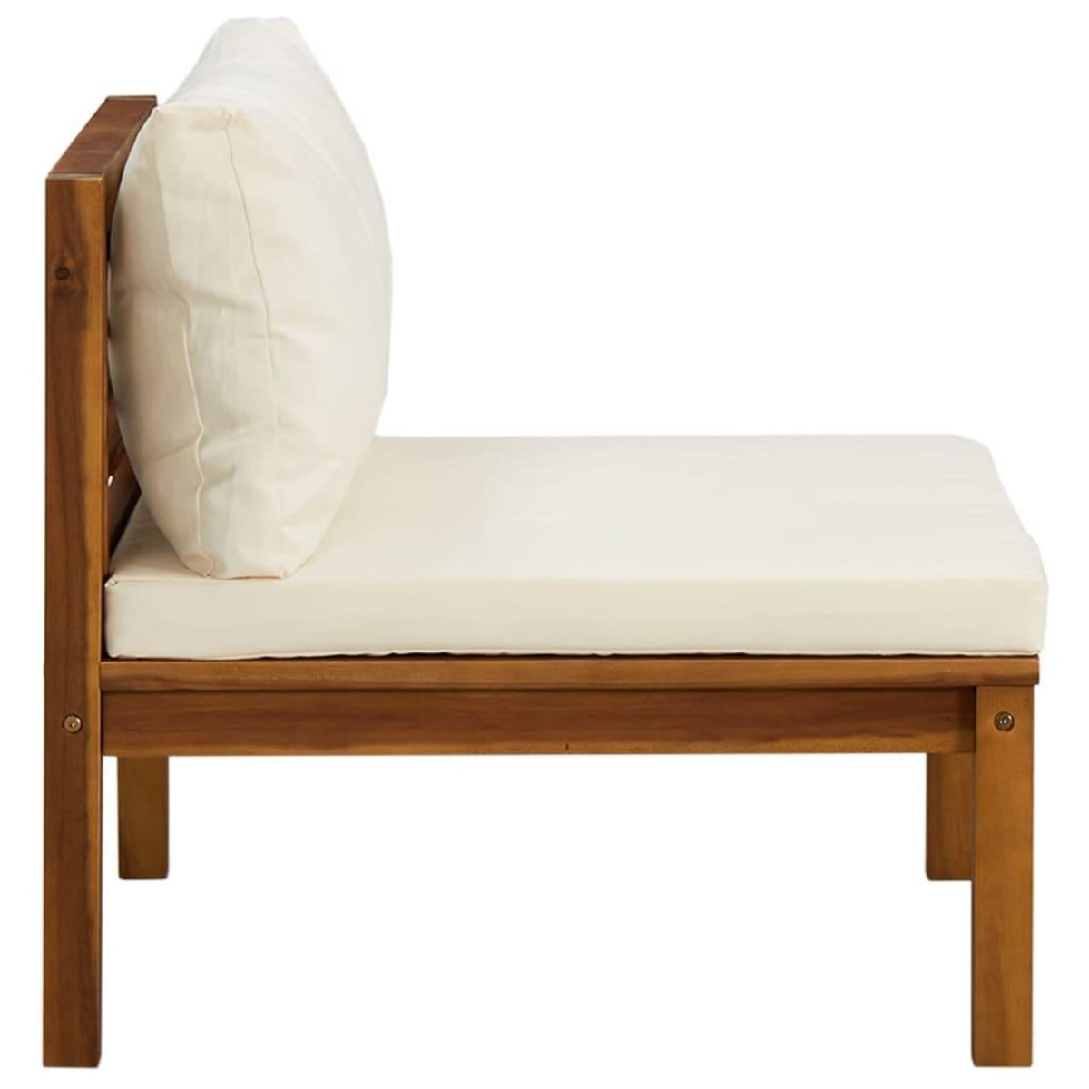 VIDAXL Ensemble de canapes 2 pcs et coussins blanc creme Acacia solide