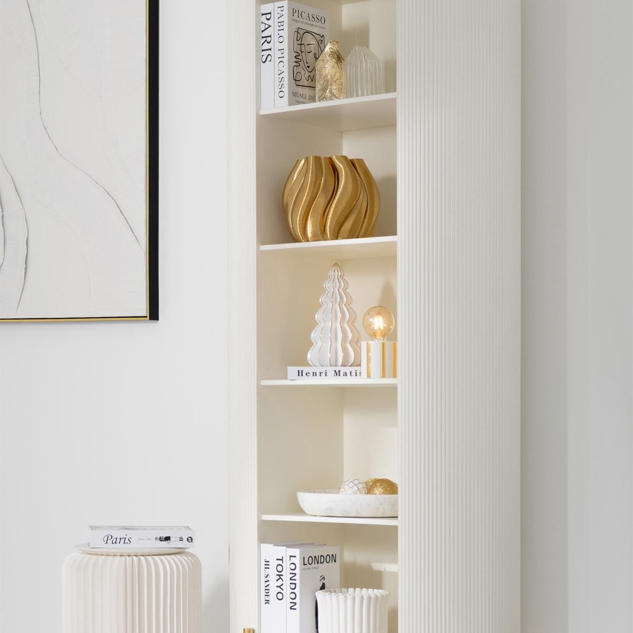 Voir la diapositive 3 : J-LINE Arbre déco en résine  origami  21cm blanc