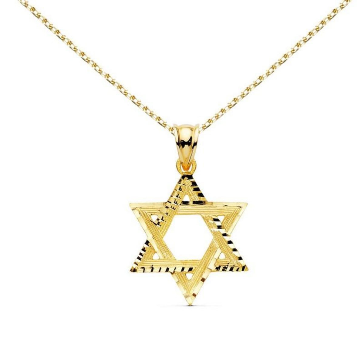 L'ATELIER D'AZUR Collier - Pendentif Etoile de David Or Jaune - Chaine Dorée