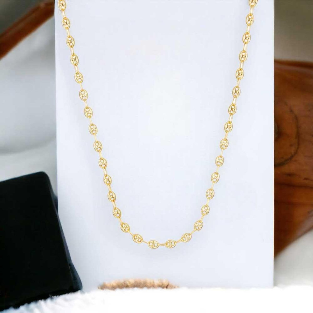 L'ATELIER D'AZUR Collier Or Jaune Grain de Café 45cm - Femme