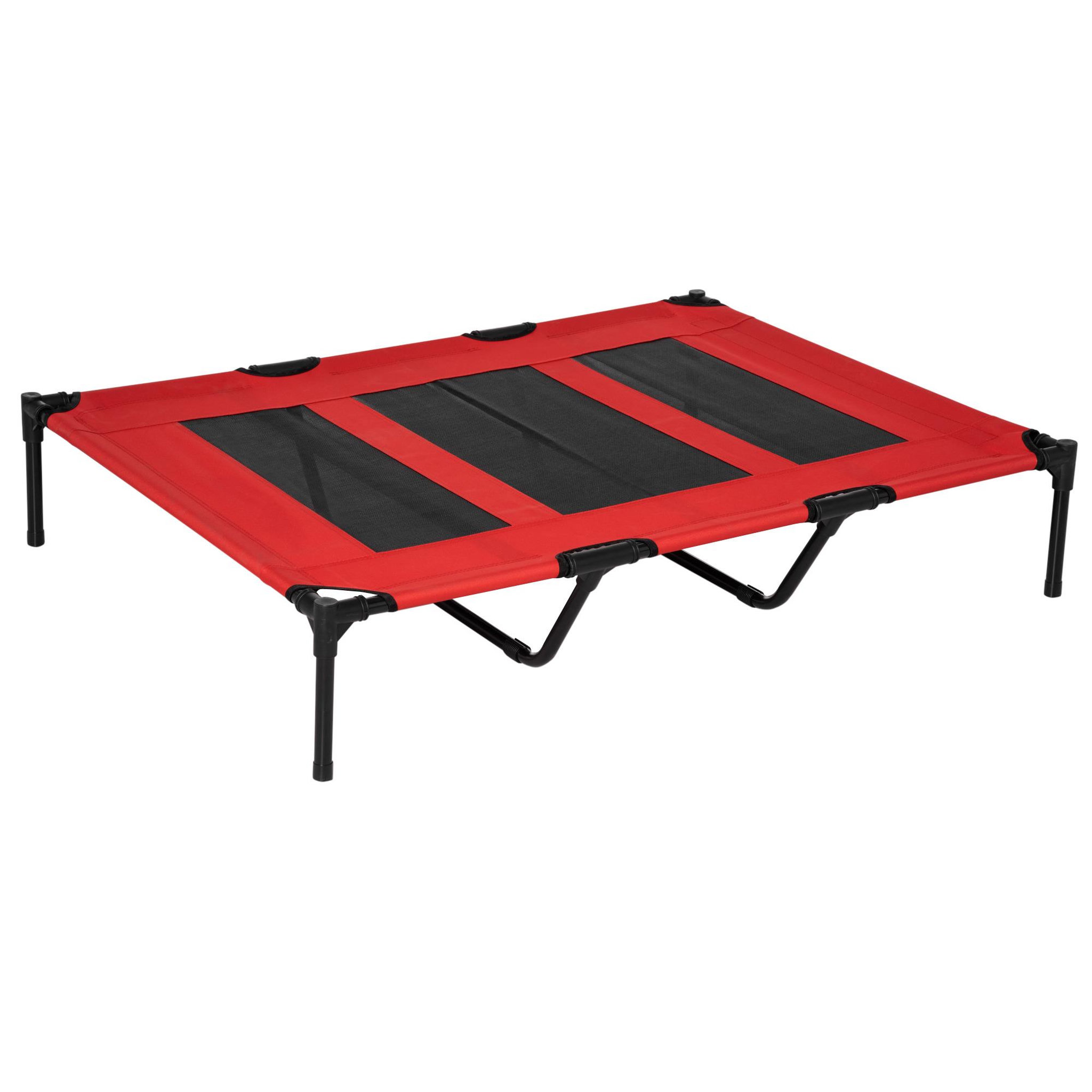 PAWHUT Lit sur pieds xxl pour chien chat lit de camp animal lit surélevé oxford textilène micro-perforé dim. 122l x 92l x 23h cm rouge