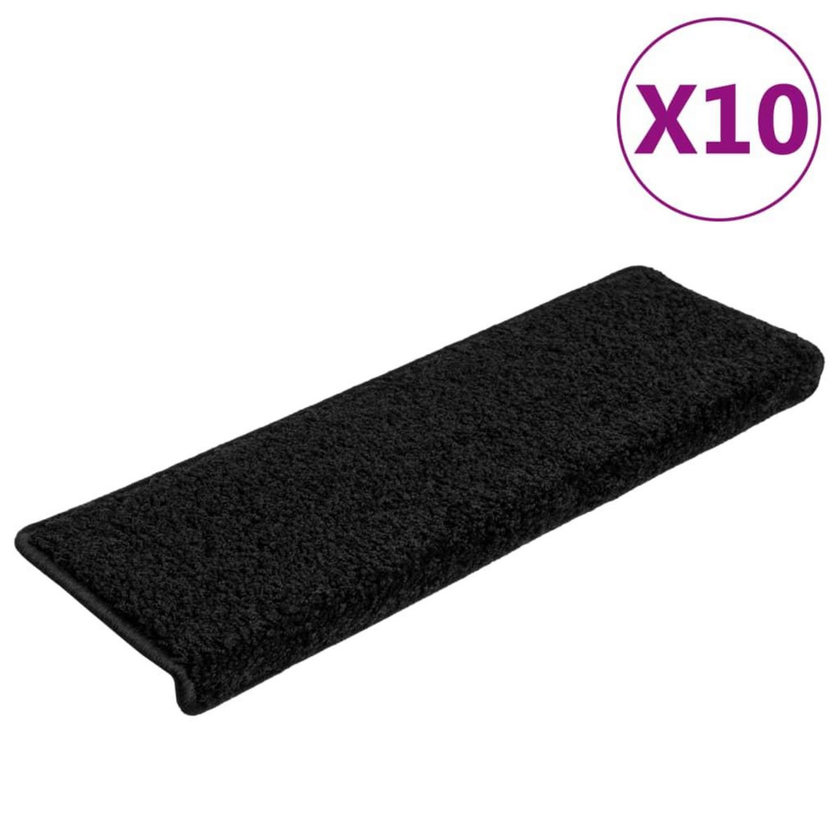 VIDAXL Tapis d'escalier 10 pcs 65x21x4 cm Noir
