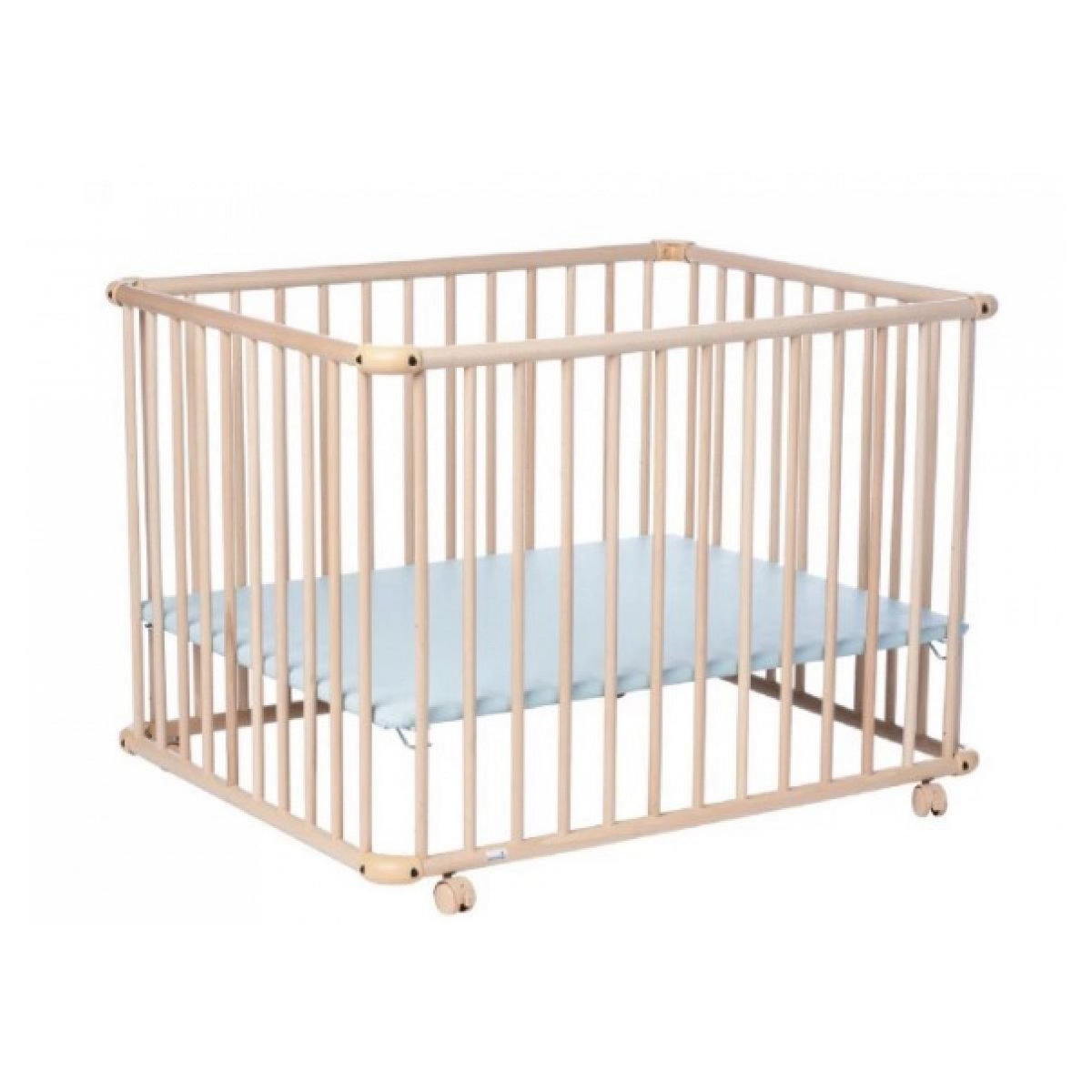 GEUTHER Parc Évolutif Geuther Belami Plus avec Fond Réglable - Cadre Naturel et Décor Vert d'Eau