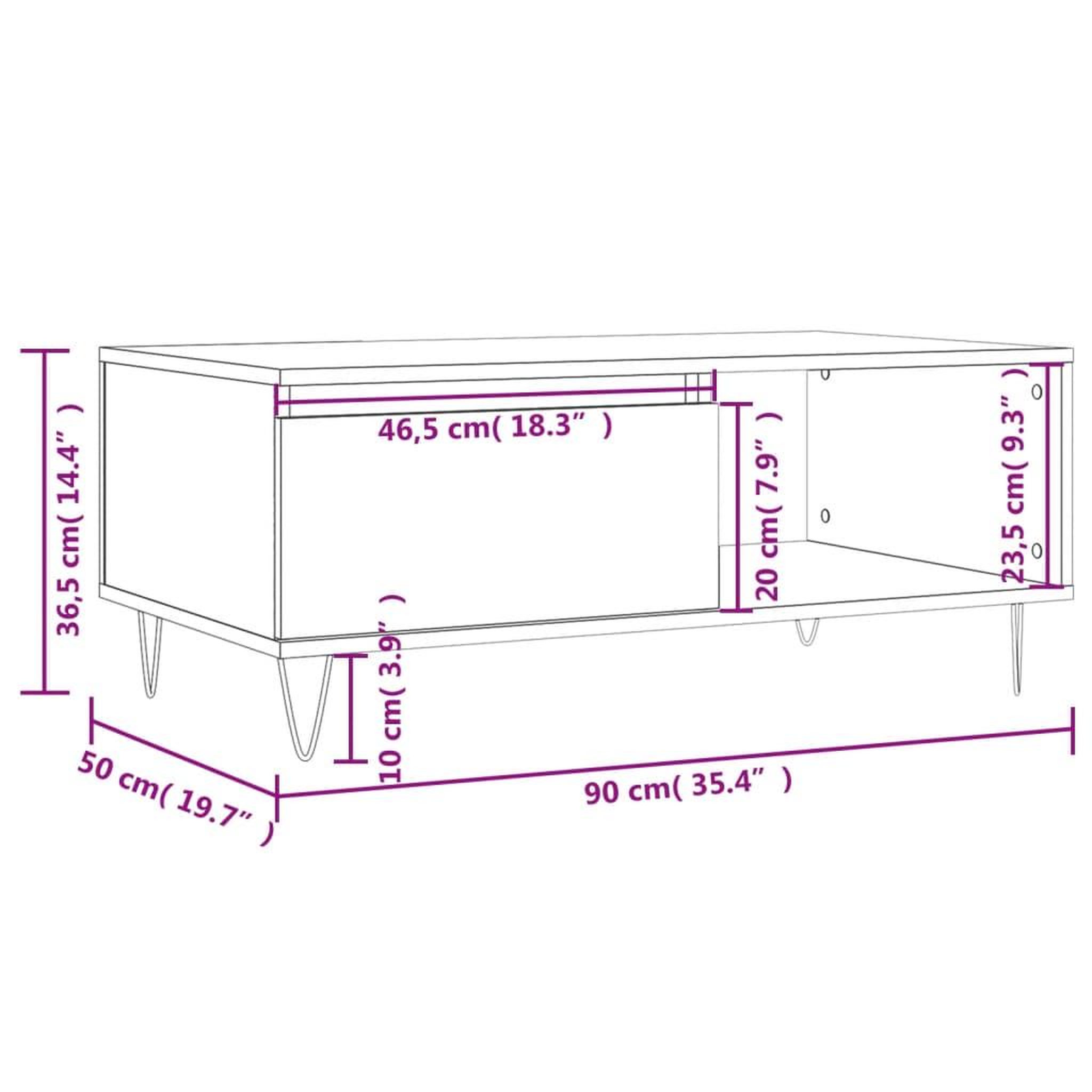 Voir la diapositive 6 : VIDAXL Table basse Chene fume 90x50x36,5 cm Bois d'ingenierie