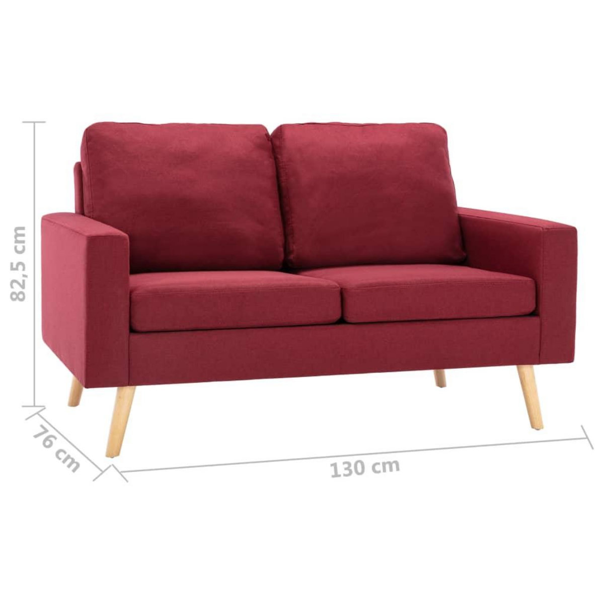VIDAXL Canape a 2 places Rouge bordeaux Tissu