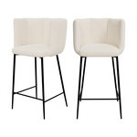 Rendez vous déco Lot de 2 chaises pour îlot central 67 cm en tissu bouclé beige-Rosy